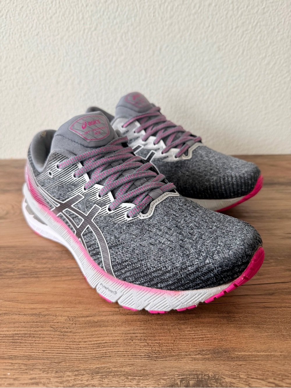 ASICS Womens GT-2000 10 Running Shoes in Dark Heather Gray Black Pink (8.5)